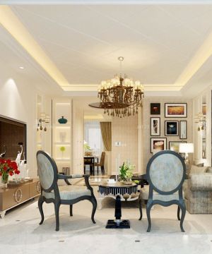 最新美式室内客厅墙面装饰装修方案