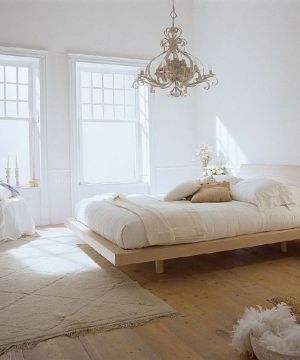 现代简约欧式风格卧室内白色墙面装修设计效果图欣赏