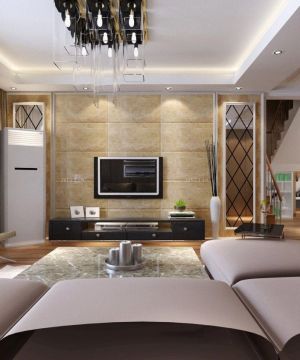 家装90平米复式房简约风格电视墙装修效果图欣赏