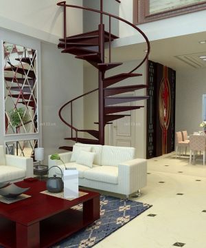 90平米复式房客厅楼梯装修效果图欣赏