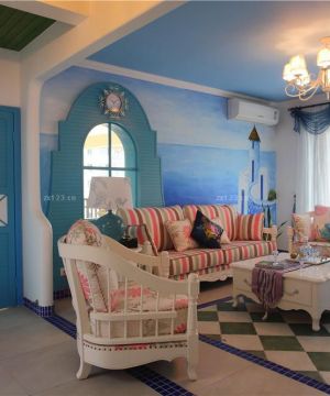 地中海风格客厅装修装潢颜色效果图片欣赏