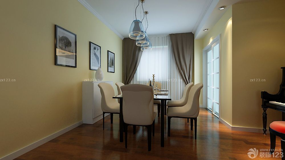 2025简约餐厅黄色墙面装修效果图欣赏