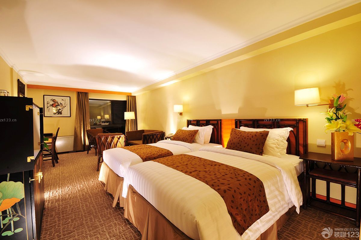 温馨舒适宾馆室内单人床装修实景图欣赏