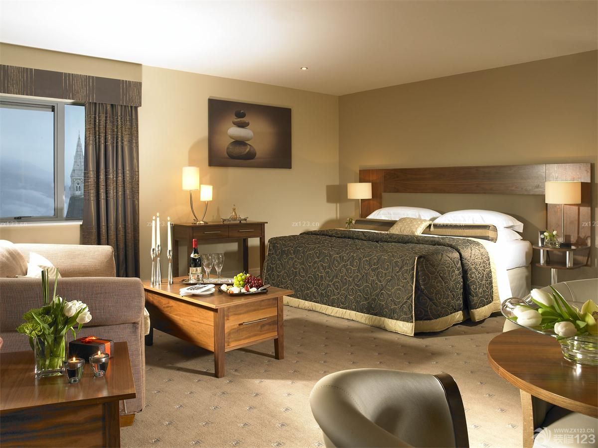 温馨宾馆室内卧室组合家具装修实景图