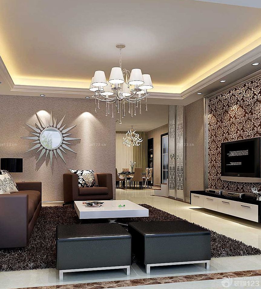 2025新古典欧式风格室内装修电视墙壁纸大全