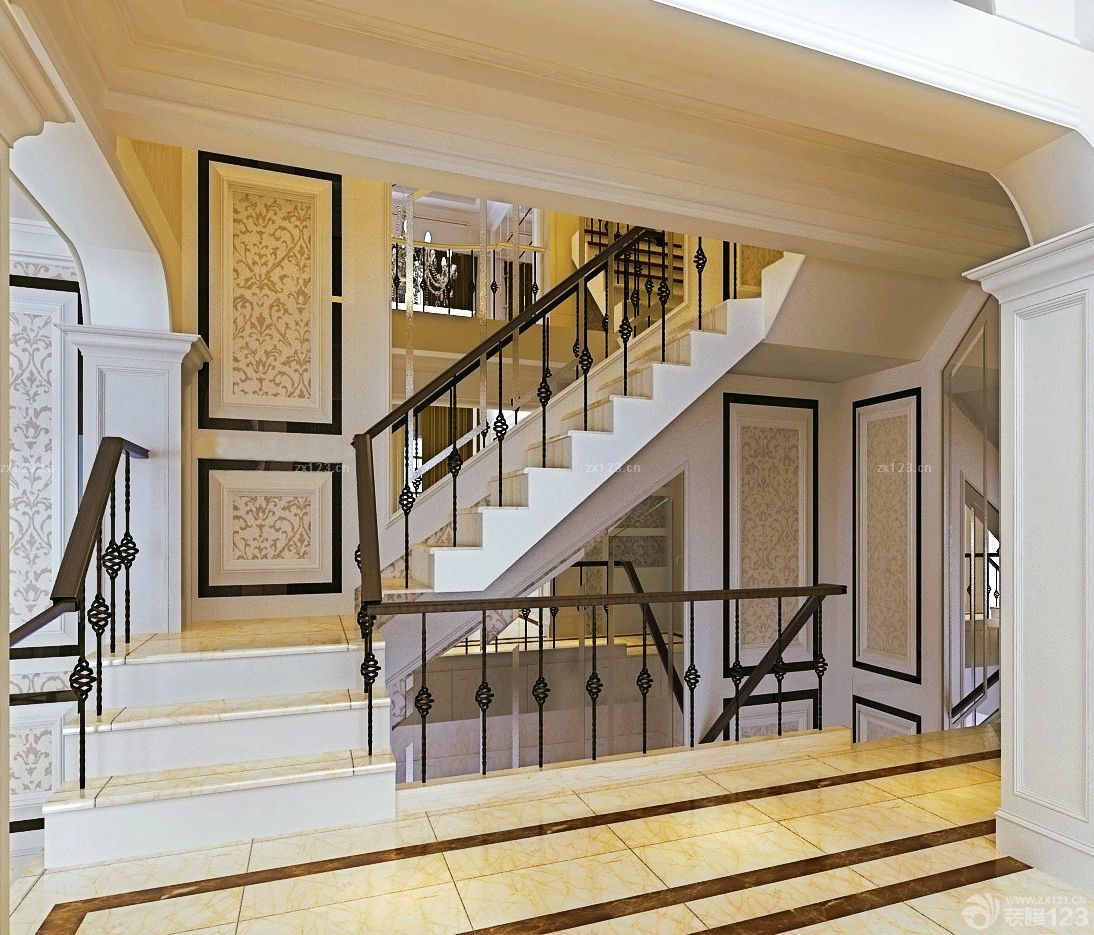 2023最新别墅室内欧式楼梯装修效果图
