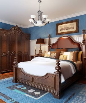 室内卧室美式风格床装修效果图片
