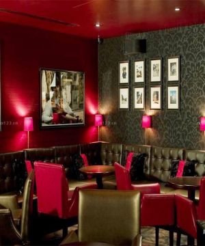 饭店室内时尚经典红色墙面装修效果图