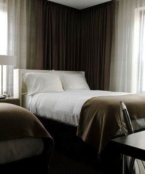 2023最新时尚精致宾馆室内咖啡色窗帘装修设计