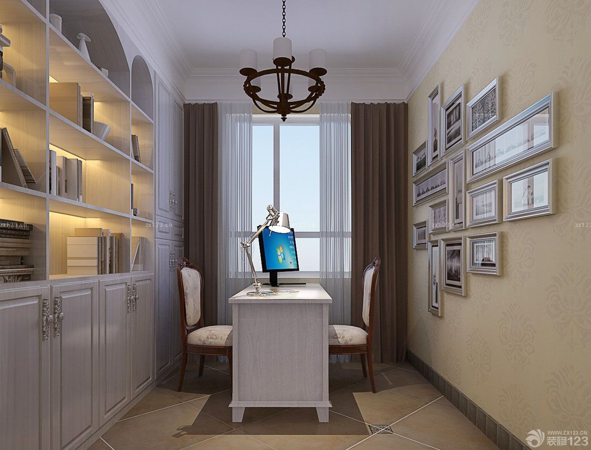 2025简约风格书房照片墙装修效果图欣赏