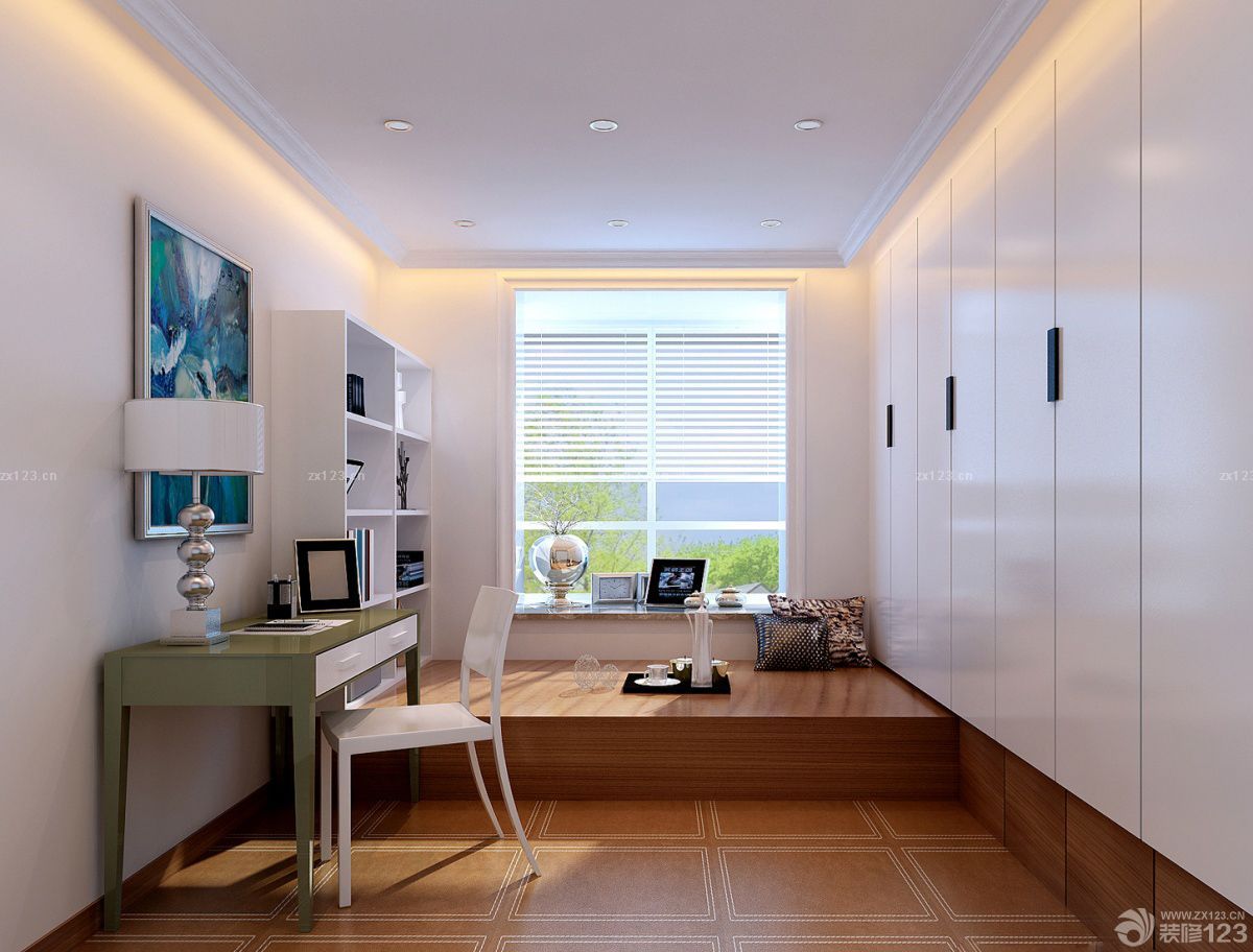 2025最新简约风格榻榻米书房装修效果图 