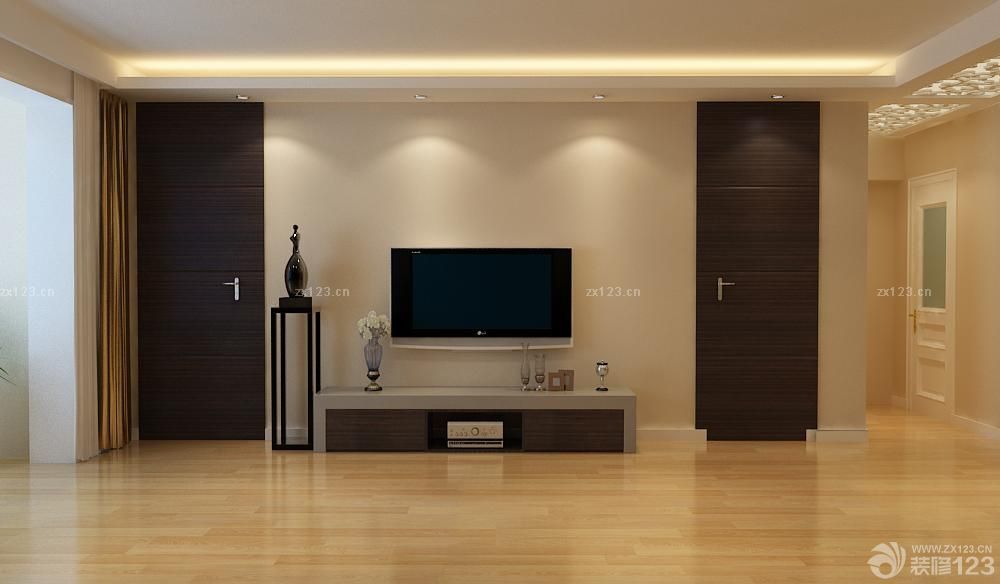 客厅地面浅黄色木地板装修效果图2025