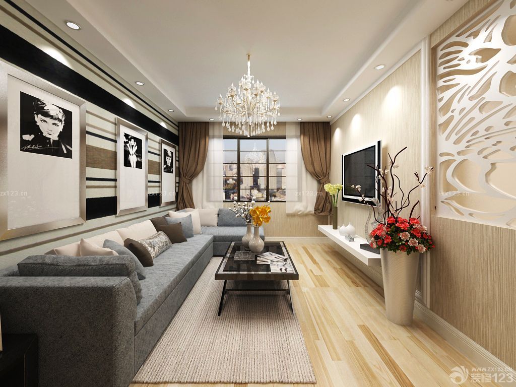 长方形客厅转角沙发装修效果图片欣赏