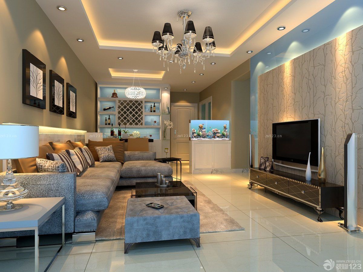 小客厅电视背景墙简约装修效果图2025