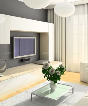 北欧风格客厅时尚简约电视墙设计图片2023
