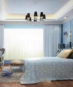 家装卧室纯色窗帘布艺装修设计效果图欣赏