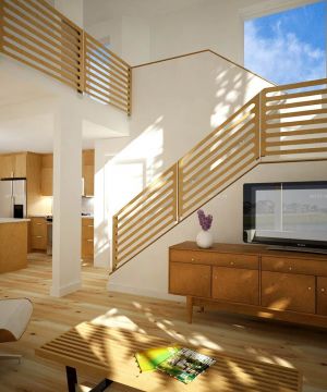 最新现代欧式复式室内木制楼梯装修效果图大全