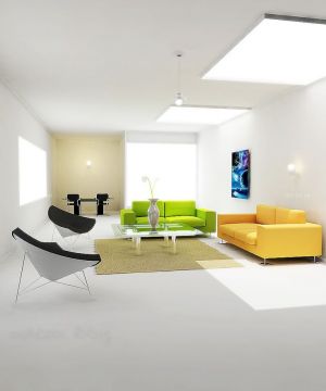 最新简单室内装饰客厅白色墙面装修效果图片