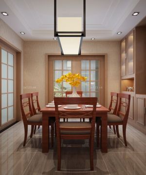 2025新中式餐厅储物柜装修效果图片