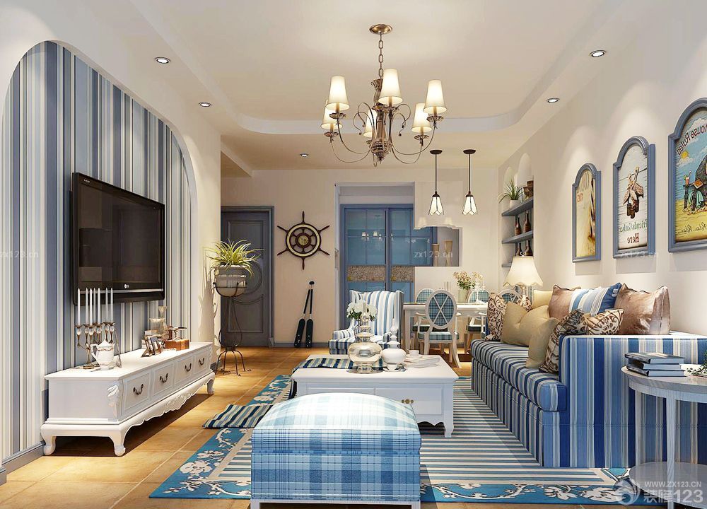 2025四房两厅客厅组合沙发装修效果图片