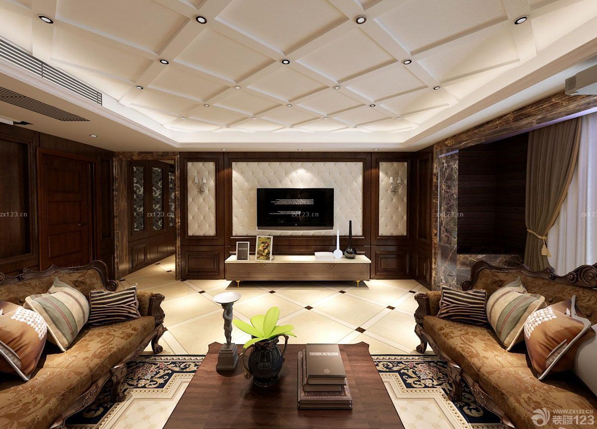 2025最新现代混搭风格四房二厅二卫客厅装修图片 