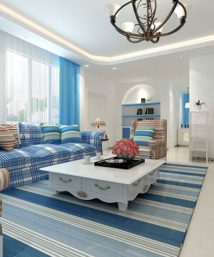 2023最新80平米家装地中海风格地毯客厅设计效果图
