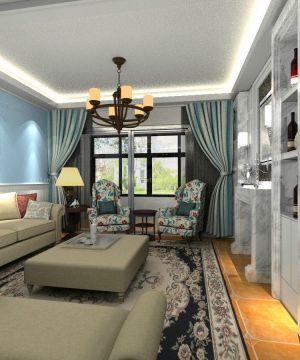 最新80平米小户型美式地毯客厅家具摆放效果图片