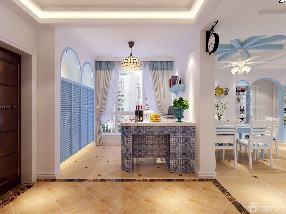 2025地中海三居室家装家装吧台设计效果图欣赏