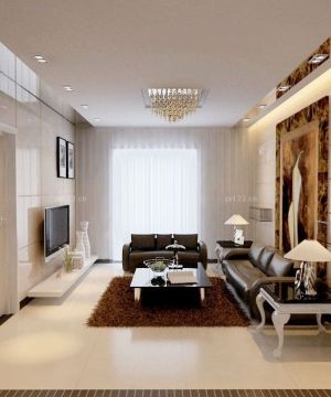 最新现代混搭风格三室两厅客厅装修设计图 