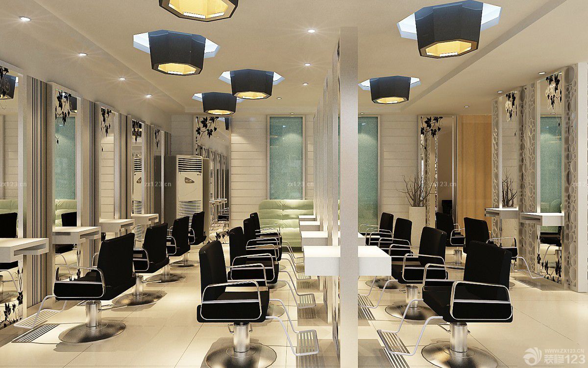 80平方美发店玄关布置设计装修效果图