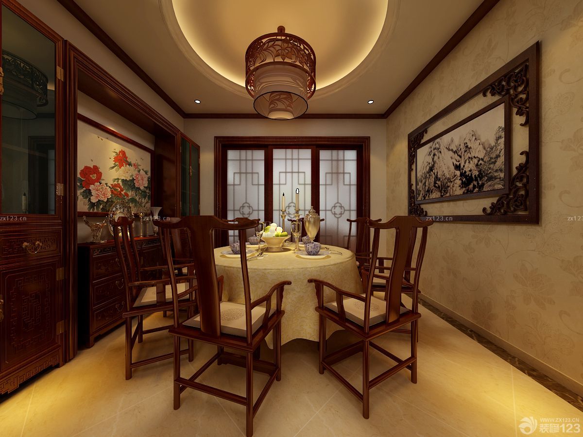 中式餐厅餐边柜装修效果图片