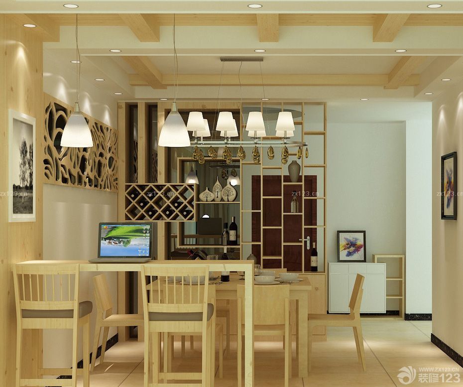 家装90平方三室二厅吧台装修效果图欣赏