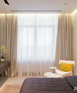 家装90平米两室一厅卧室窗帘装修设计图片