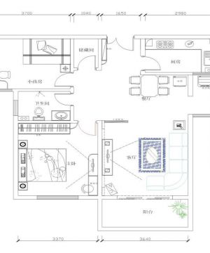 乡村90平米两室两厅房屋平面图设计2023