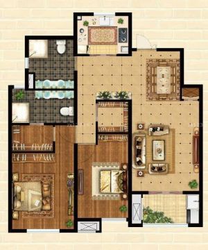 90平米两室两厅房屋平面图设计2023