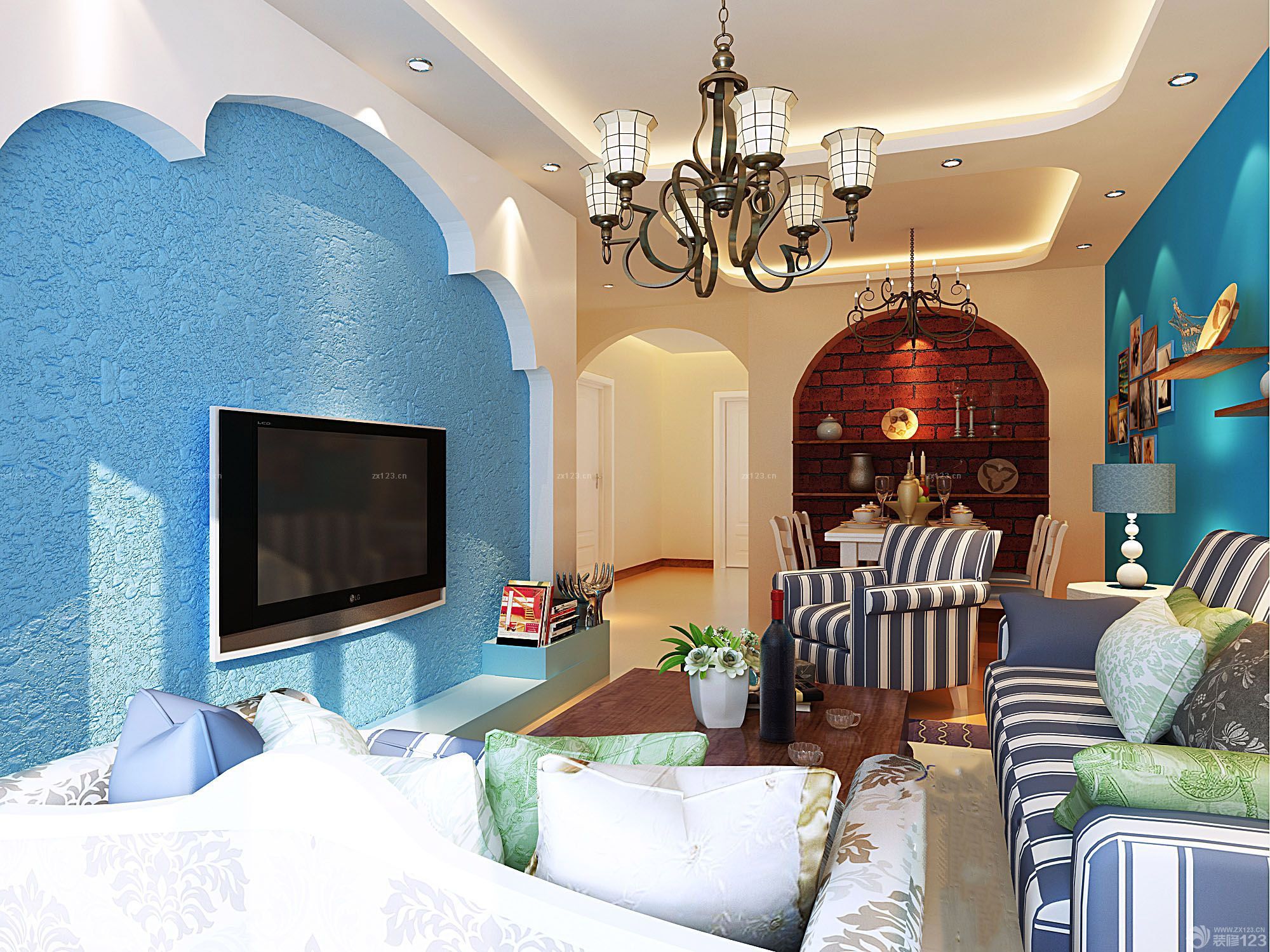 最新地中海风格家具80个平方的房子装修效果图