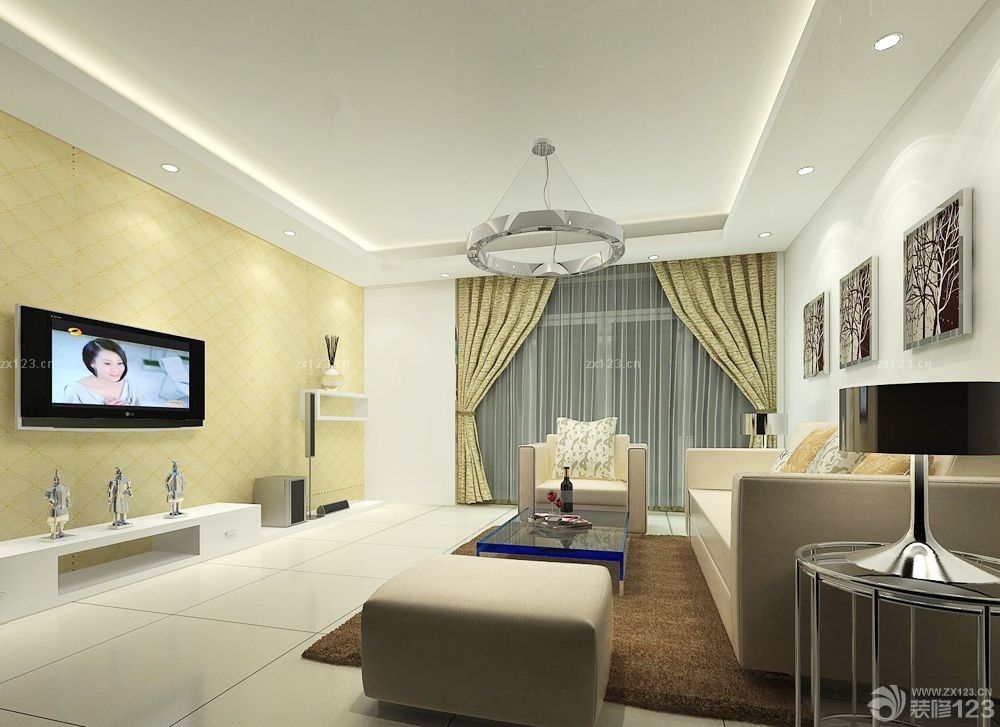 三室两厅房子客厅窗帘装修效果图