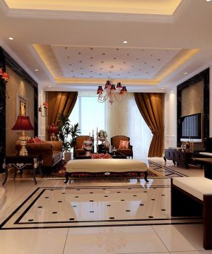 家庭时尚混搭风格装潢三室两厅装修效果图片大全