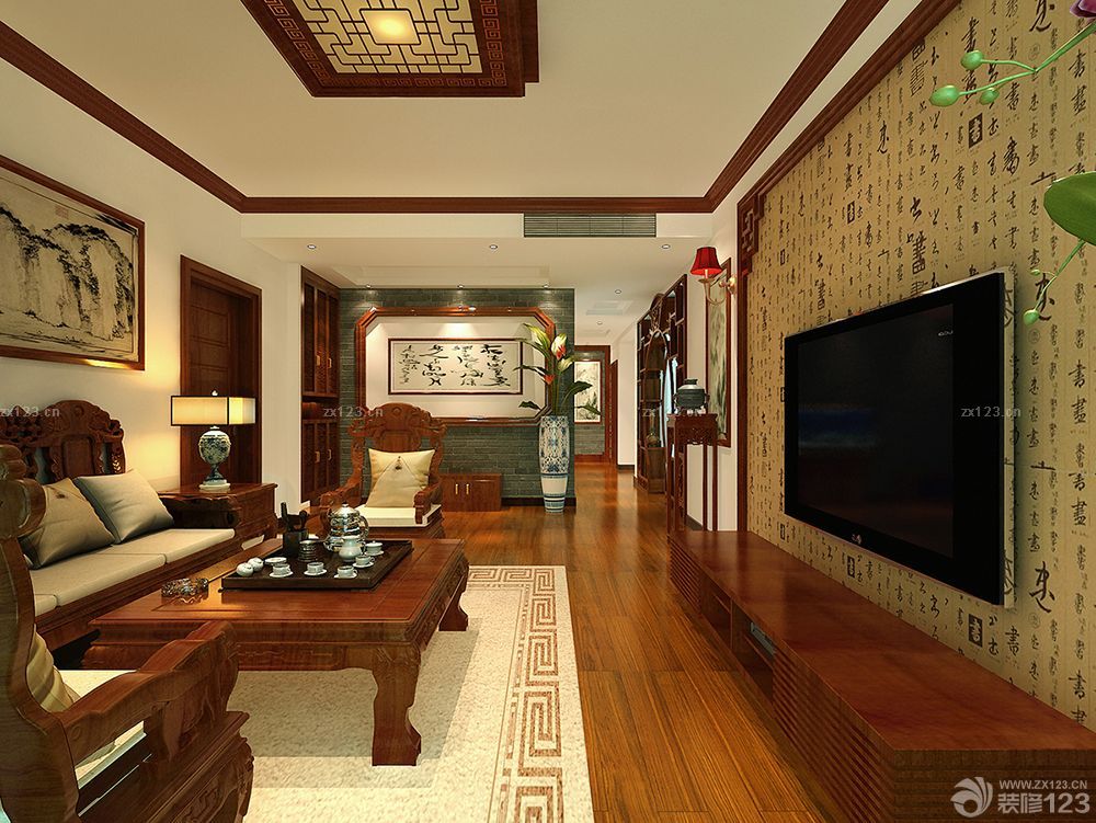 中式古典风格三室房子装修效果图欣赏