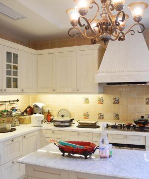 80平米简欧风格开放式厨房装修效果图大全