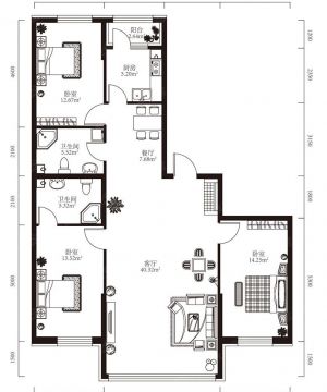 2023房屋设计图三室一厅大客厅设计