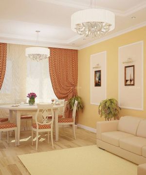 精美90平方三室一厅黄色墙面装修效果图片大全