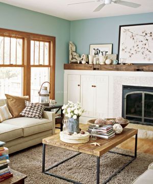 美式90平米别墅小客厅装修效果图大全2025