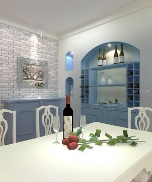 2023最新家庭地中海餐厅酒柜设计效果图片