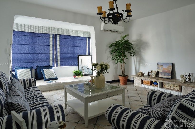 地中海风格客厅装修效果图2025