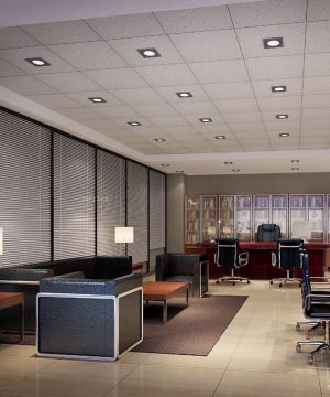 最新现代90平米办公室格栅灯装修图片大全