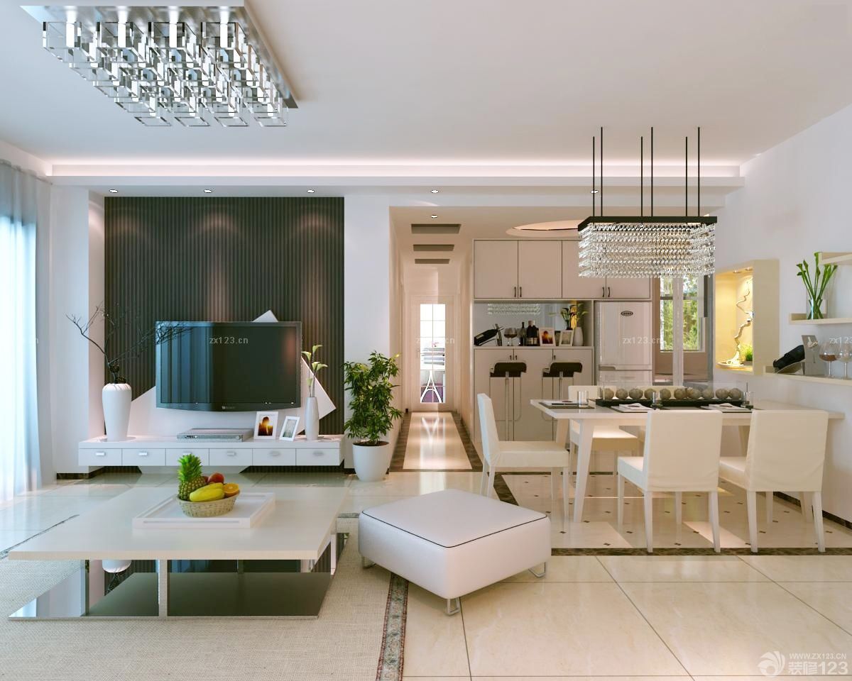 简装两室一厅白色地砖装修效果图大全2025图片