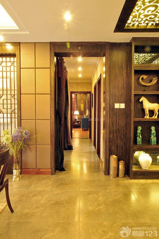 2025最新中式简约装修风格走廊玄关装修效果图