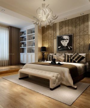 最新欧式90平两室一厅卧室床头背景墙装修效果图