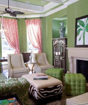 经典两室一厅绿色墙面装修效果图大全2025图片